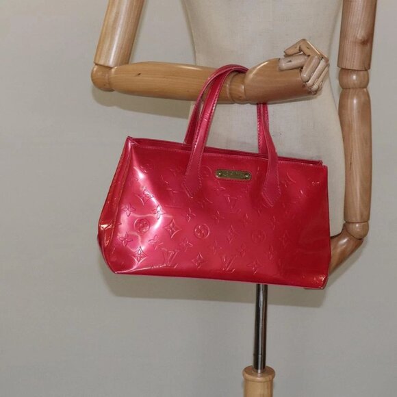 LOUIS VUITTON Monogram Vernis Wilshire PM Hand Bag Rose Pop - Picture 1 of 15